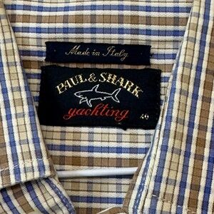 Paul & Shark Striped Button-Down Shirt in Blue and Tan
